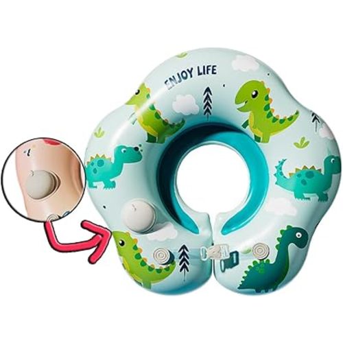 Baby Pool Float Ring,Easy Press Inflatable Infant Swimming Ring, Safe Comfortable Boys Girls Float for Pool & Bath Time (Green)