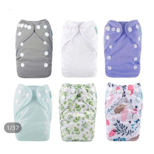 6-Pack Newborn Cloth Diapers with 6 Microfiber Inserts for Infants & Toddlers