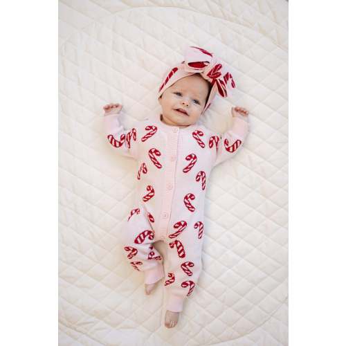 Knit Classic Jumpsuit - Pink Candy Cane