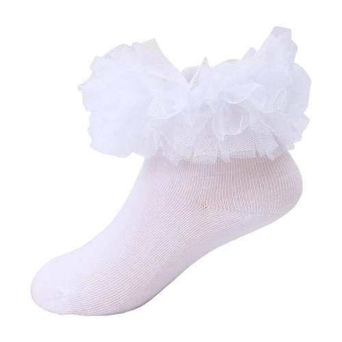Wxirdiow Baby Girl Socks Ruffle Socks For Toddler Baby Girls Double Frilly Lace Dress Socks Kids Ankle Tutu Socks White Size,4-6 Years