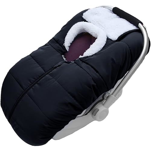 Winter Baby Car Seat Cover - Carseat Bunting Bag/Blanket Keep Baby Warm for Newborn Infant - Cold Weather Insulated Windproof Carrier Canopy for Travel (Black)