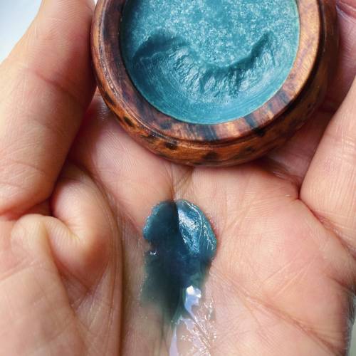 Blue Tansy Face Balm with Natural Retinol. Organic Vegan Skincare in Cedar Wood Pod.