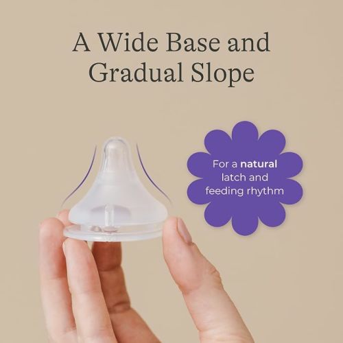 Lansinoh NaturalWave Baby Bottle Nipples, Medium Flow (M), 4 Count
