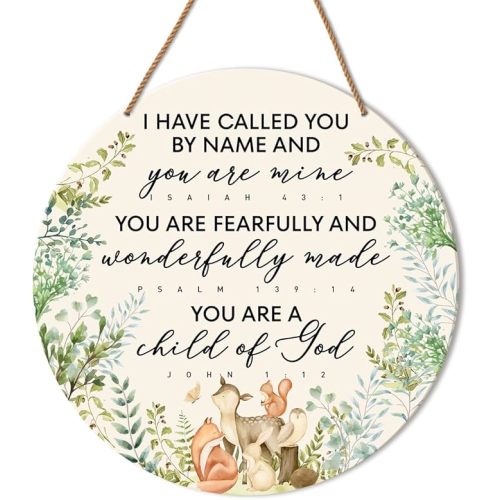 Christian Nursery Wall Decor, Nursery Scripture Wall Decor for Newborn Baby Boy Girl Kids Bedroom Toddler Room Bible Verse Religious Hanging Sign Decorations Baptism Gift, You Are a Child of God