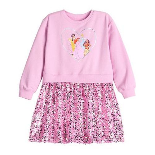 Girls 4-12 Jumping Beans® Disney Princesses Belle, Ariel, Cinderella & Moana Sequin Sweatshirt Dress