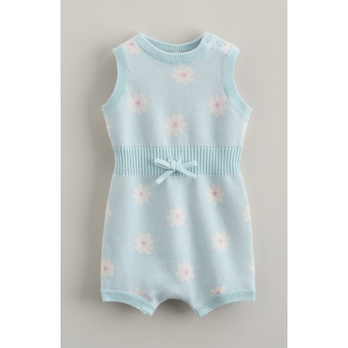 Ribbed Waist Cotton Romper, 6M