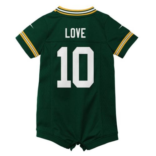 Green Bay Packers Newborn #10 Jordan Love Home Game Romper Jersey at the Packers Pro shop
