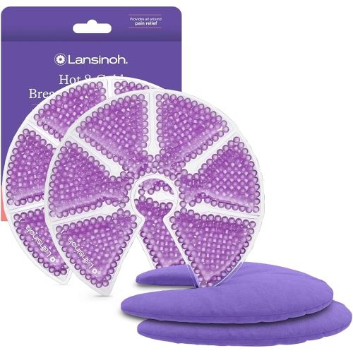 Lansinoh Breast Therapy Packs, Hot and Cold Breast-Pads with 2 Soft Covers, Postpartum Essentials for Nipple Pain Relief, Mastitis, Engorgement, Support for Breastfeeding and Pump Aid, 2 Pack