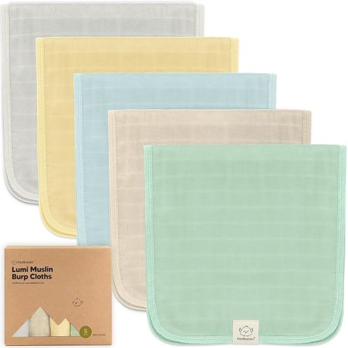KeaBabies Cotton Muslin Burp Cloths Baby Boy, Girl - 5-Pack Soft & Absorbent Burping Cloth for Babies, Large Baby Towels & Washcloths for Newborn, Spit Up Rags, No Shrink, 20x10" (Mirage)