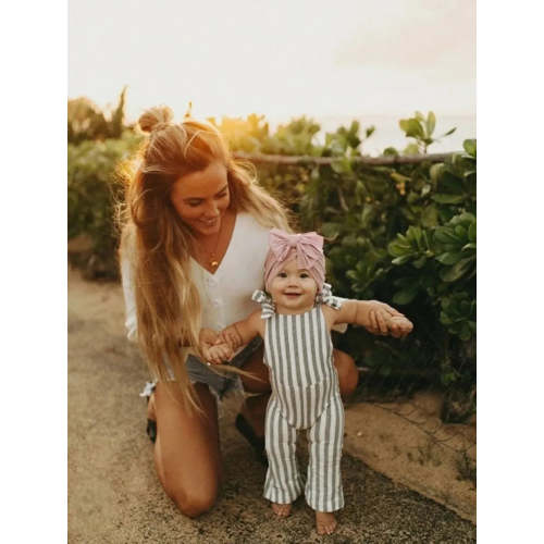 Hippie Vibes Jumpsuit in Gray Stripes | Reverie Threads