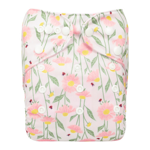 ALVABABY Print Cloth Diaper - One Size Adjustable Washable & Reusable Diaper for Babies and Toddlers (Flowers, H434A)