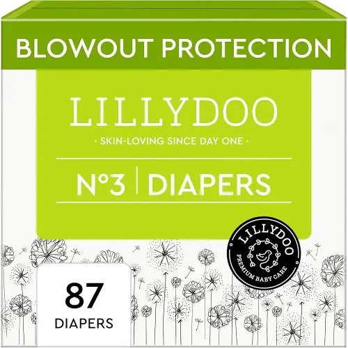 LILLYDOO Diaper Pants Toddlers - Size 3 (13-22 lbs), Half-Monthly Supply (87 Count), Skin-Friendly, Ultrasoft, Chlorine-Free, Snug Fit & Absorbent Pull On Diapers