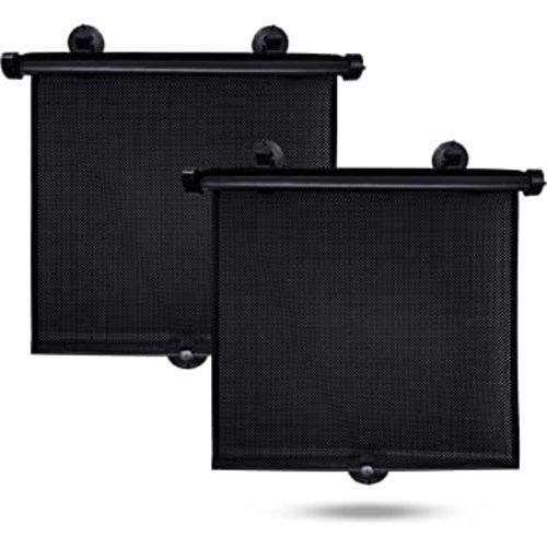 EcoNour Car Side Window Sun Shade (2 Pack) | Retractable Car Roller Sunshade for Kids | Baby Car Window Shades for UV and Sun Glare Protection | Baby Car Travel Accessories (15"x17")
