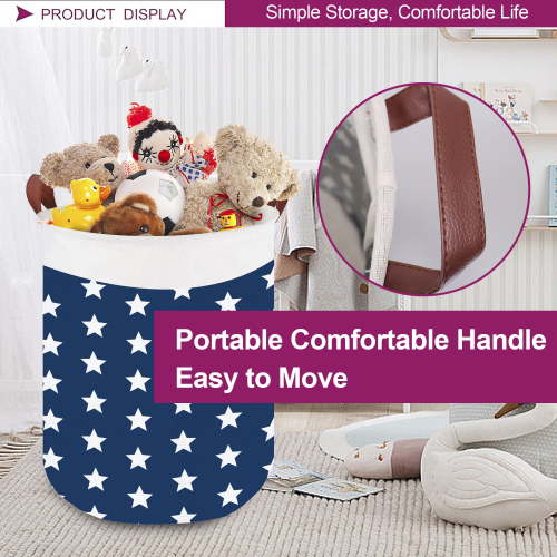 EVNELE Large Laundry Hamper, Waterproof Canvas Laundry Basket, Collapsible Storage Basket Bin for Kids Room, Toy Organizer, Nursery Hamper, Clothes Hamper, Stars