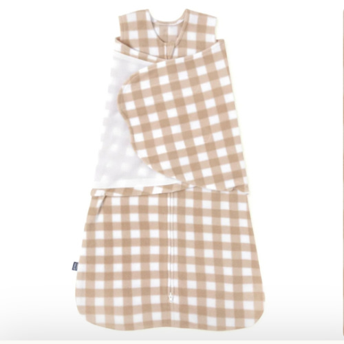 Tan Gingham Micro-Fleece Swaddle Newborn | HALO
