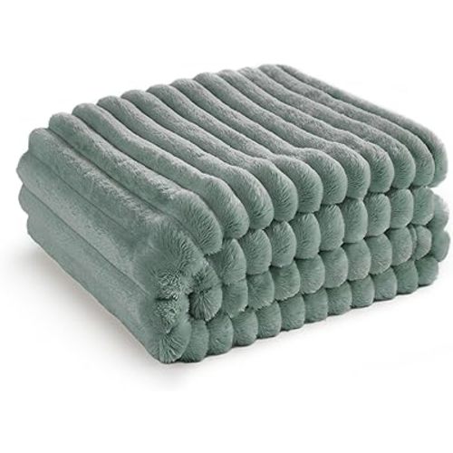 Bedsure Sage Green Throw Blanket for Couch - GentleSoft Cozy Soft Blankets for Women, Cute Small Fleece Throws for Girls, Spring Decorations for Home, 50x60 Inches