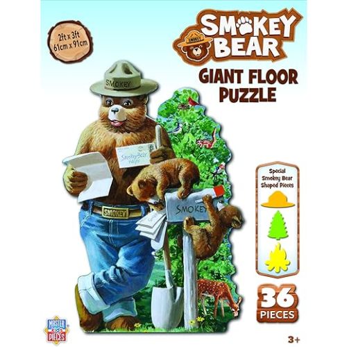 MasterPieces Floor Puzzle - Smokey Bear Jigsaw, Jumbo 36 Piece - Ages 4+
