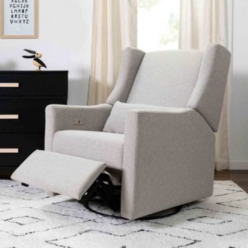 Babyletto Kiwi Electronic Recliner and Swivel Glider with USB port - Performance Grey Eco-Weave