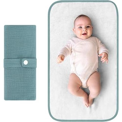 Accmor Portable Diaper Changing Pad, Muslin Cotton Foldable Baby Changing Mat for Travel, Baby Essentials Shower Registry Gifts