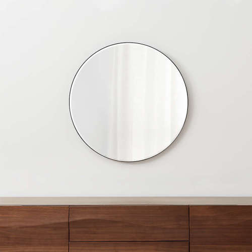 Crate&Barrel Edge Small Round Wall Mirror - Black, 30"