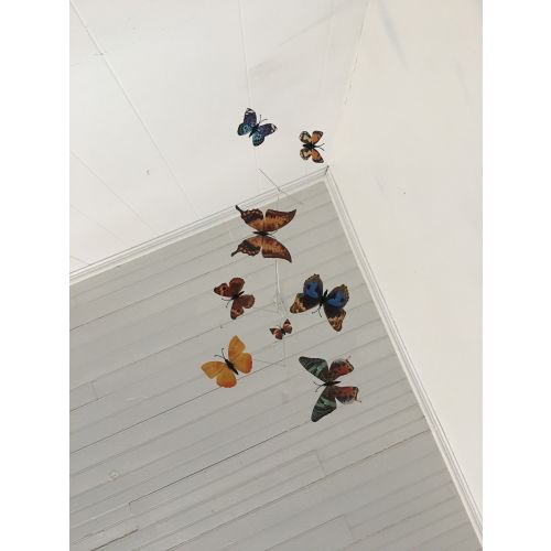 Warm Neutral Butterfly Mobile: Decorative Hanging Nursery Decor