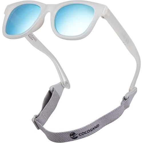 COCOSAND Flexible Baby Sunglasses with Strap Polarized UV Protection for Toddler Infant Newborn Boy Girl Age 0-24 Months
