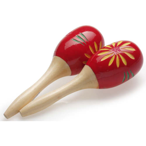 Stagg Oval Wooden Maracas, Red Flower, 16 cm | Metronome Music Inc.