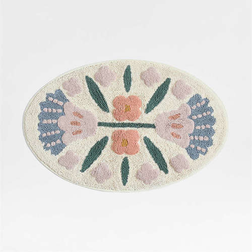 Marrakech Floral Border 100% Organic Cotton Kids Bath Mat