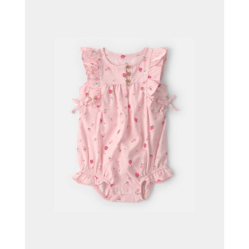 Baby Girl Strawberry Sleeveless Bubble Romper - Pink | Carter's