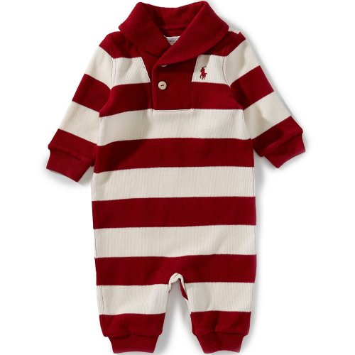 Ralph Lauren Baby Boys Long-Sleeve Striped Estate-Rib Coverall