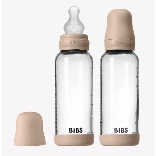 BIBS Glass Baby Bottle 8oz Silicone 2-Pack Blush | Medium Flow – Bibsworld store US