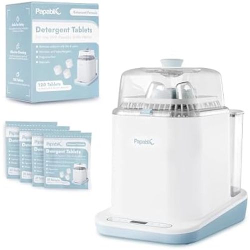 Papablic Bottle Washer and Sterilizer and Dryer, All-in-One Bottle Washer for Bottles, Pump Parts, & Baby Essentials - Upgraded Powerful Deep Clean Baby Bottle Washer with 120 Detergent Tablets
