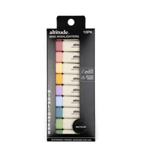 Altitude Supplies 10pk Mini Highlighters - Chisel Tip, Multicolor Ink, 5.0mm Tip