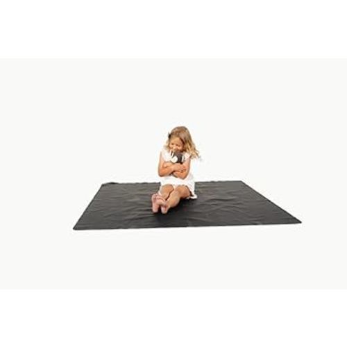 Gathre Large Baby Splat Mat for Under High Chair, Wipeable & Water Resistant Leather, Foldable, Anti-Slip, Activity Mat for Mealtime & Playtime Messes - Raven