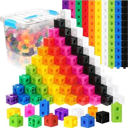 Jenaai 300 Pcs Linking Cubes with Storage Box, Colorful 2cm Math Counting Blocks, Stem Classroom Manipulatives, Back to School Gifts for Preschool Homeschool Teacher Kids(Blue)
