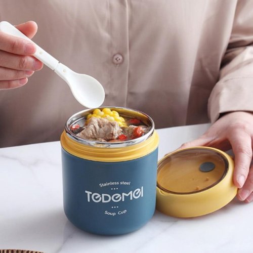 Insulated Container for Hot Food - Wide Mouth Hot Containers for Lunch Thermoses 18Oz Stainless Steel Vacuum Insulated Food Jar Soup Thermoses With Spoon for Kid Adult School Office Work