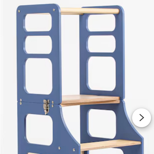 Blue 4-in-1 Montessori transformable wooden toddler tower converting to kids desk/chair high chair, kids tower foldable tower