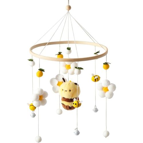 Baby Crib Mobile for Boys and Girls, Floral Mobile for Crib, Butterfly and Flower Nursery Decor, Crib Hanging Toy for Newborn