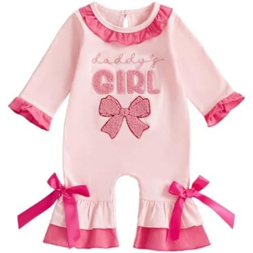 Newborn Thanksgiving Baby Girl Outfit Letter Print Long Sleeve Ruffled Romper Jumpsuit Fall Baby Turkey Outfit