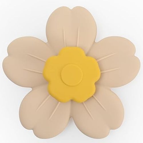 Suction Spinning Toy, Silicone Toddler Sensory Toys for Bath Toys Birthday Gift (Mustard&Cream)