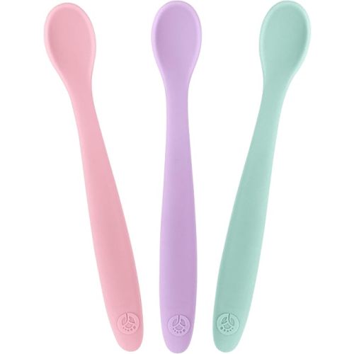 WeeSprout Silicone Baby Spoons - First Stage Infant Feeding Utensils With Soft-Tip, Bendable Kitchenware for Parent & Self-Feeding, Ultra-Durable, Dishwasher Safe, Travel Case, Set of 3