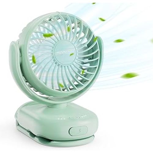Momcozy Portable Fan with Clip | 4-Speed Mini-Fan for Carrier | Personal Fans Ultra Lighter 0.26lb | Gaps ≤4.5mm | Handheld Cooling | Rechargeable Rotate for Diaper Backpack/Stroller/Carrier/Chair