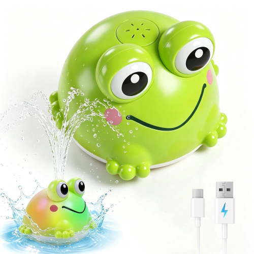 DAMMYTY Baby Bath Toys, Light Up Frog Fountain Bath Toy with Water Spray and Colorful Lights for Toddler 1-3
