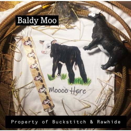 Moooo Here Black Baldy Onesie | Buckstitch & Rawhide