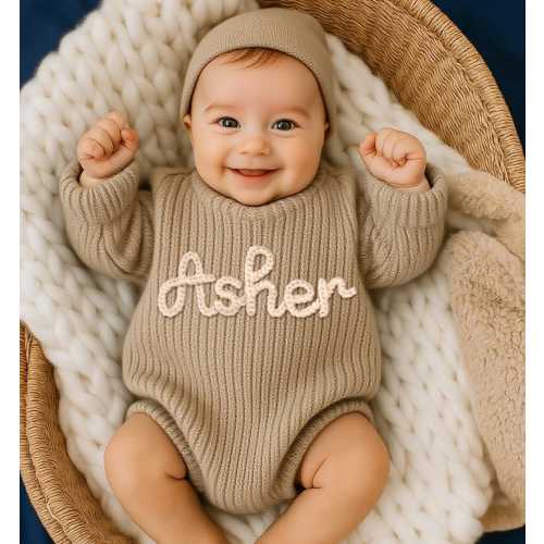 Personalized Newborn Outfit Boy & Girl, Embroidered Sweater Romper, Newborn Coming Home Custom Outfit, Infant Baby Name Bodysuit, Baby Gifts