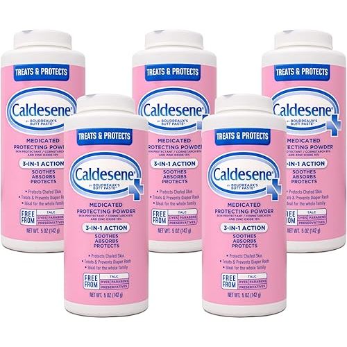 Caldesene Medicated Protecting Body Powder with Zinc Oxide and Cornstarch, Talc-Free Baby Powder Soothes & Protects, 5 Oz.