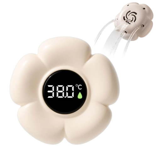 Babies Bath Thermometer,Flower Shape Digital Floating Water Thermometer for Bathtub,Tub Temperature Gauge,Clear Display & Fast Readings,Bathtub Temperature Monitor,Fun Bath Floating Toy - White