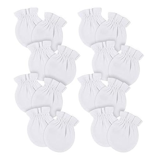 Gerber Baby Girls 8-pack And No Scratch Mittens, White, 0-3 Months 8-pack US