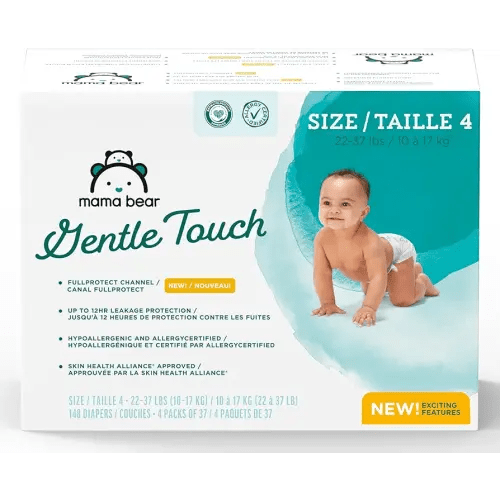 Amazon Brand - Mama Bear Gentle Touch Diapers, Size 4, 148 Count (4 packs of 37)