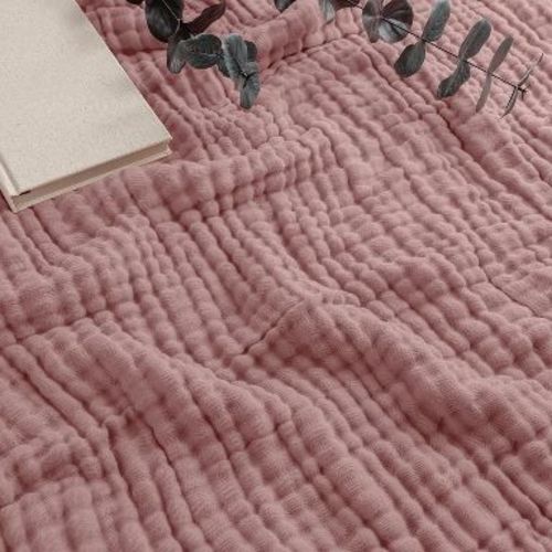 Muslin Cotton Blanket for Adults, Extra Large By Comfy Cubs, Throw 50" x 60" - Mauve